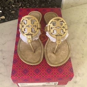Authentic Tory Burch Miller Sandals gold size 6